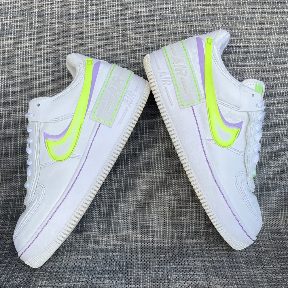 Nike Women's Air Force 1 Shadow 'White Electric Green' Sneakers Shoes size 8 - Picture 9 of 13